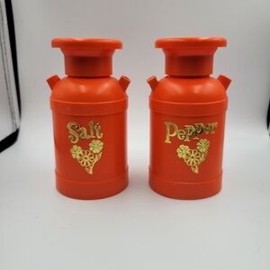 Vintage Milk Jug Orange Plastic Salt & Pepper Shakers